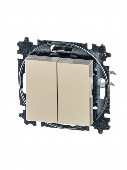 Переключатель ABB Levit слоновая кость / белый двухклавишный 2CHH595245A6017 3559H-A52445 17W