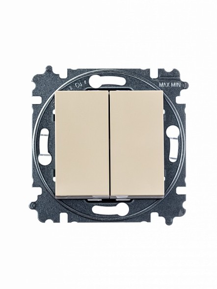Переключатель ABB Levit слоновая кость / белый двухклавишный 2CHH595245A6017 3559H-A52445 17W