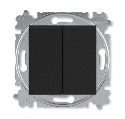 Выключатель ABB Levit антрацит / дымчатый чёрный двухклавишный кнопочный 2CHH598745A6063 3559H-A87445 63W