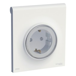 Розетка Schneider Electric Odace белый IP44 с заземлением со шторками с крышкой S52R0370W