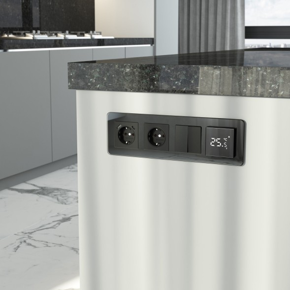 Рамка из стекла на 4 поста Elite черный W0042448