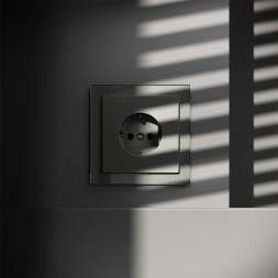 Розетка встраиваемая VOLTUM S70 с заземлением и защитными шторками, 16А, (титан)