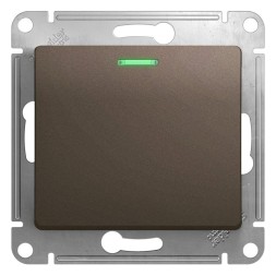 1-клавишный Выключатель с подсветкой, сх.1а, 10АХ, механизм Schneider Electric Glossa Шоколад GSL000813
