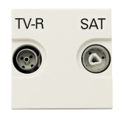 Розетка TV-R-SAT ABB Zenit альпийский белый проходная с накладкой 2CLA225180N1101 N2251.8 BL