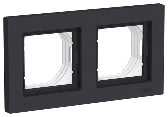 Рамка Schneider Electric Atlasdesign Карбон AQUA IP44 на 2 поста ATN441002