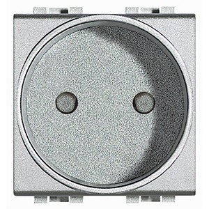 Розетка Bticino LivingLight Air Алюминий 2П 10А/16А 250В с защитными шторками 2 модуля Французский стандарт NT4143