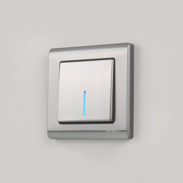 Выключатель одноклавишный проходной с подсветкой глянцевый никель Werkel W1112102