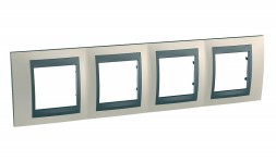 Рамка Schneider Electric Unica Top Опал / Графит 4 поста MGU66.008.295