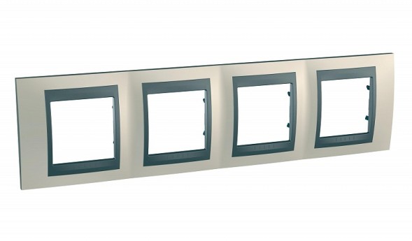 Рамка Schneider Electric Unica Top Опал / Графит 4 поста MGU66.008.295
