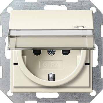 Вставка розетки Gira System 3000 Кремовый с крышкой, с защитой от детей и полем для надписи 276201