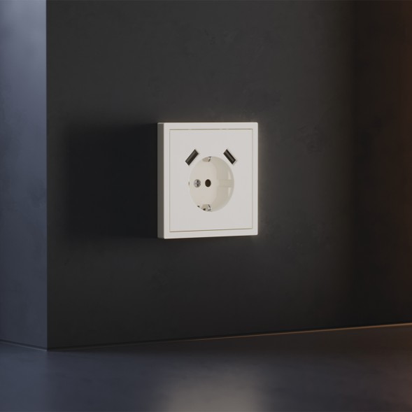 Накладка для розетки с заземлением и защитными шторками, с USB A+A, S70 (хлопок)