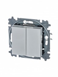 Переключатель ABB Levit серый / белый двухклавишный 2CHH595245A6016 3559H-A52445 16W