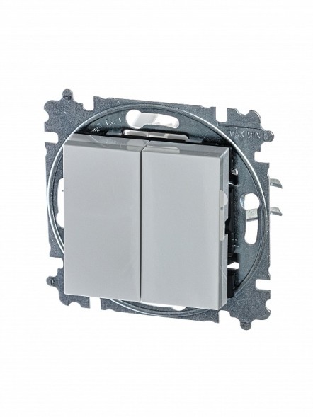 Переключатель ABB Levit серый / белый двухклавишный 2CHH595245A6016 3559H-A52445 16W