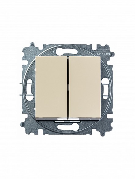 Выключатель ABB Levit слоновая кость / белый двухклавишный 2CHH590545A6017 3559H-A05445 17W