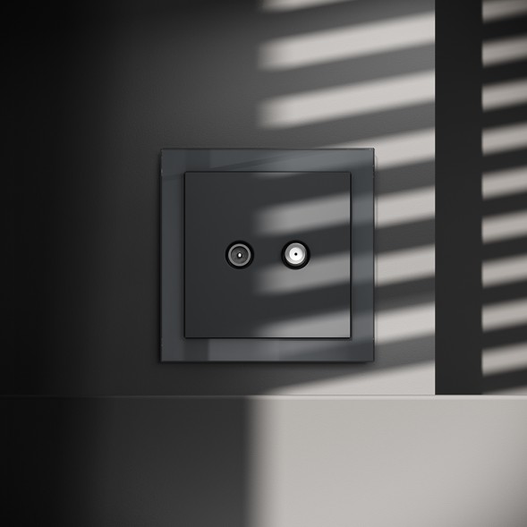 Розетка телевизионная встраиваемая VOLTUM S70 оконечная TV+SAT, (графит)