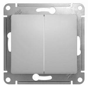 2-клавишный Выключатель, сх.5, 10АХ, механизм Schneider Electric Glossa Алюминий GSL000351