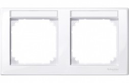 Рамка Merten M-Smart Активный белый с полем для надписи 2 поста MTN471225