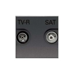 Розетка TV-R-SAT ABB Zenit антрацит проходная с накладкой 2CLA225180N1801 N2251.8 AN