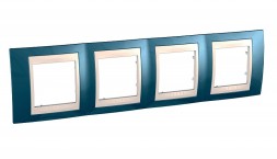 Рамка Schneider Electric Unica Хамелеон голубой лед / Бежевый 4 поста MGU6.008.554