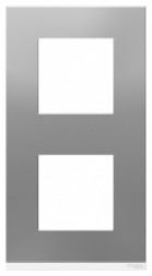 Рамка Schneider Electric Unica Pure Алюминий матовый / Белый 2 поста вертикальная NU6004V80