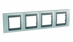 Рамка Schneider Electric Unica Top Флюорит / Графит 4 поста MGU66.008.294