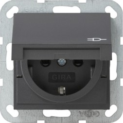 Розетка Gira Антрацит c заземляющими контактами, крышкой, с защитой от детей и пиктограммой 041428