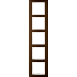 Рамка Berker B.3 Коричневый / Полярная белизна 5 постов вертикальная 10153021