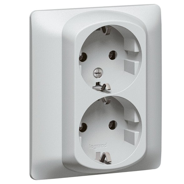 Розетка Legrand Galea Life алюминий 2х2к+З со шторками 771331