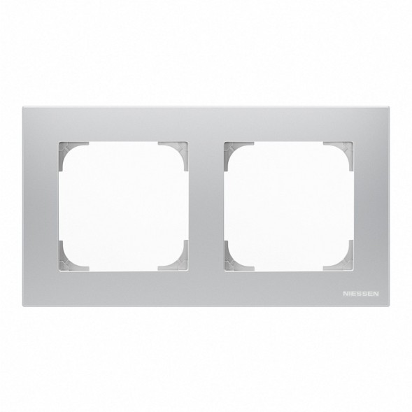 Рамка ABB Sky Серебристый алюминий 2 поста 2CLA857200A1301 8572 PL