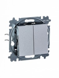 Переключатель ABB Levit серебро / дымчатый чёрный двухклавишный 2CHH595245A6070 3559H-A52445 70W