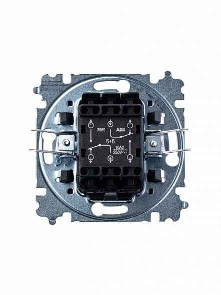 Переключатель ABB Levit серебро / дымчатый чёрный двухклавишный 2CHH595245A6070 3559H-A52445 70W