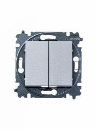 Переключатель ABB Levit серебро / дымчатый чёрный двухклавишный 2CHH595245A6070 3559H-A52445 70W