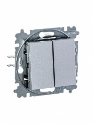 Выключатель ABB Levit серебро / дымчатый чёрный двухклавишный 2CHH590545A6070 3559H-A05445 70W