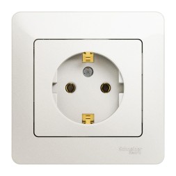 Розетка с заземлением, 16А, в сборе Schneider Electric Glossa Перламутр GSL000642