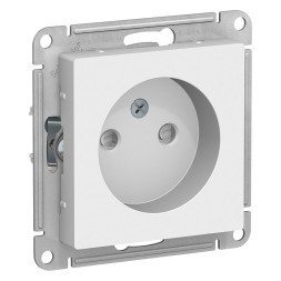 Розетка Schneider Electric Atlasdesign Белый без заземления со шторками, 16А, механизм ATN000149