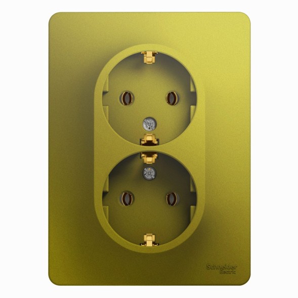 Розетка двойная с заземлением,16А, 250В, в сборе Schneider Electric Glossa Фисташковый GSL001024