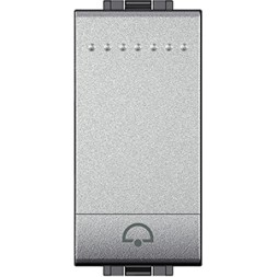 Кнопка (NO) Bticino Living Light Алюминий с символом &quot;Звонок&quot;, 1 модуль NT4042N