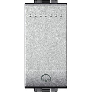 Кнопка (NO) Bticino Living Light Алюминий с символом &quot;Звонок&quot;, 1 модуль NT4042N