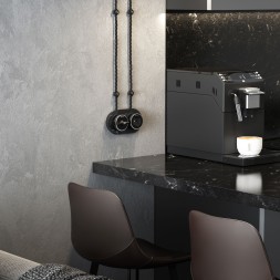 Переключатель/выключатель одноклавишный Vintage черный матовый/хром W5812051