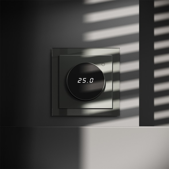 Терморегулятор электронный VOLTUM S70 с индикацией и датчиком, для теплого пола, (титан)