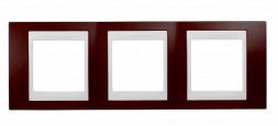 Рамка Schneider Electric Unica Хамелеон гранат / Белый 3 поста MGU6.006.872