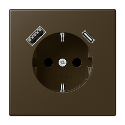 Розетка Jung LS серия Антик латунь SCHUKO® с USB-интерфейсом с 1 гнездо USB типа A и 1 гнездо USB типа C ME1520-15CAAT-L