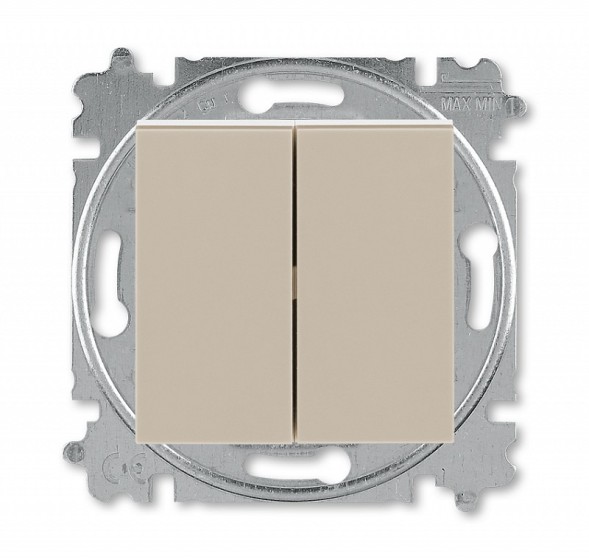 Выключатель ABB Levit кофе макиато / белый двухклавишный 2CHH590545A6018 3559H-A05445 18W