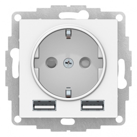 ATN001330 Atlasdesign РОЗЕТКА 16А с 2 USB A+A, 5В/2,4А, 2х5В/1,2А, механизм, ЛОТОС Schneider Electric
