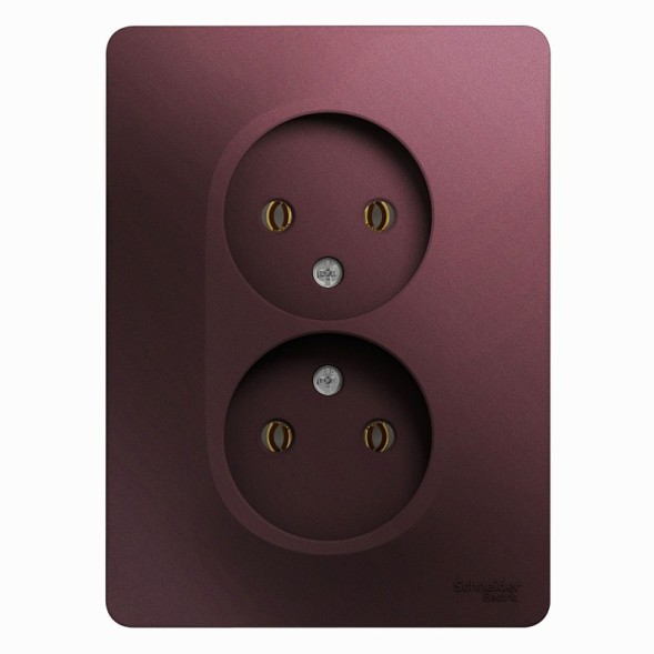 Розетка двойная без заземления,16А, 250В, в сборе Schneider Electric Glossa Баклажановый GSL001120