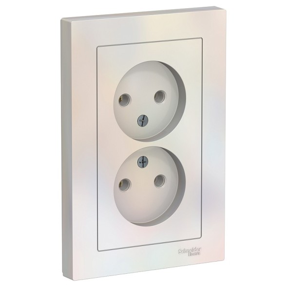 Розетка Schneider Electric Atlasdesign Жемчуг двойная без заземления,16А, в сборе ATN000420