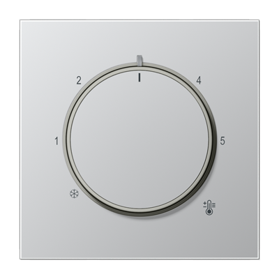 Накладка для механизма терморегулятора LS 990, LS plus, LS ZERO, LS-design, поворотный, датчик t° воздуха (встроенный), датчик t° пола (внешний), без таймера, алюминий Jung LS серия AL1749