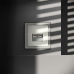 Розетка компьютерная встраиваемая VOLTUM S70 двойная RJ45+RJ45 кат.6, (сталь)