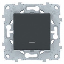 Выключатель Schneider Electric Unica Studio Антрацит 1-клавишный, кнопочный, с подсветкой, сх. 1а, 10A NU520654N