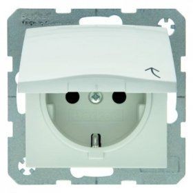 Штепсельная розетка Berker R.1 полярная белизна, с блеском SCHUKO с откидной крышкой 47518989